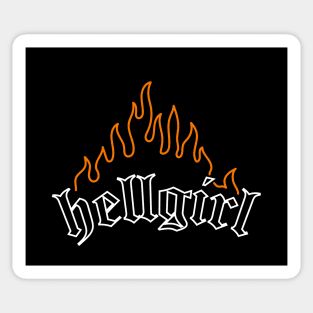 Hellgirl Aesthetic Goth Grl Grunge Design (Orange Flames & White Text) Sticker